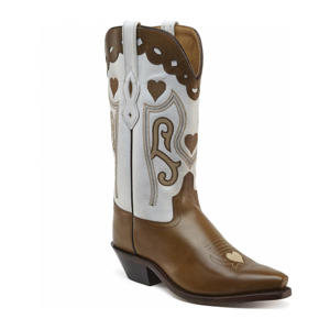 leren cowboylaarzen bruin/wit