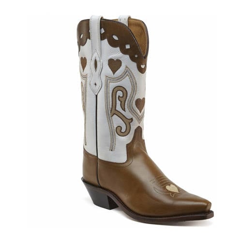 Bootstock leren cowboylaarzen bruin/wit afbeelding