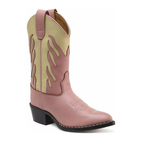 Bootstock Schoolkind leren cowboylaarzen roze/ecru afbeelding