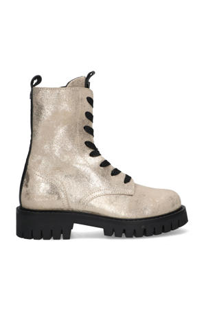 Muraina Messina suède veterboots met glitters goud