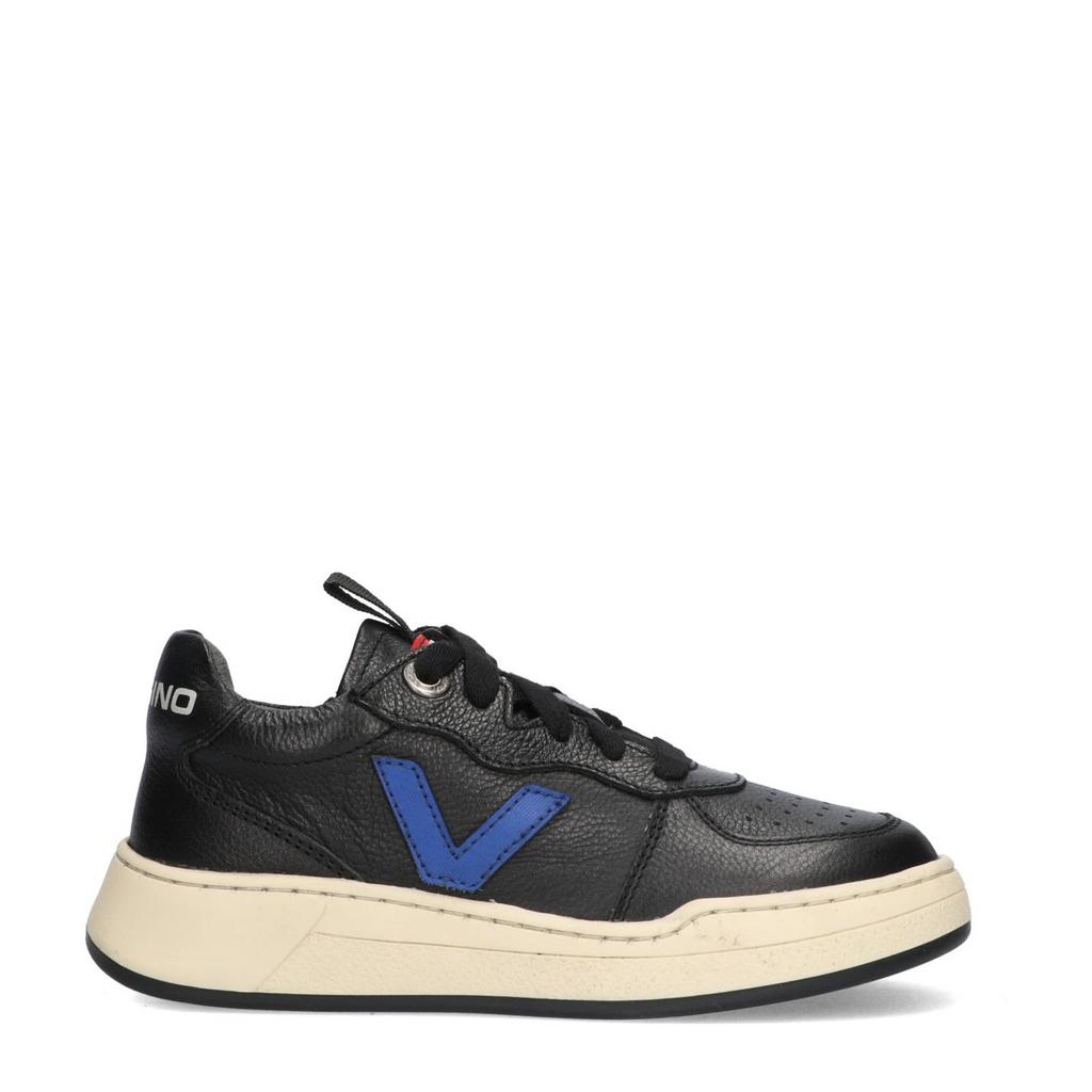Zwart en blauwe jongens Vingino leren sneakers met veters