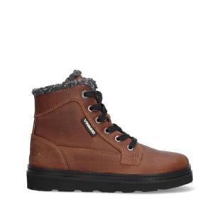 leren veterboots cognac