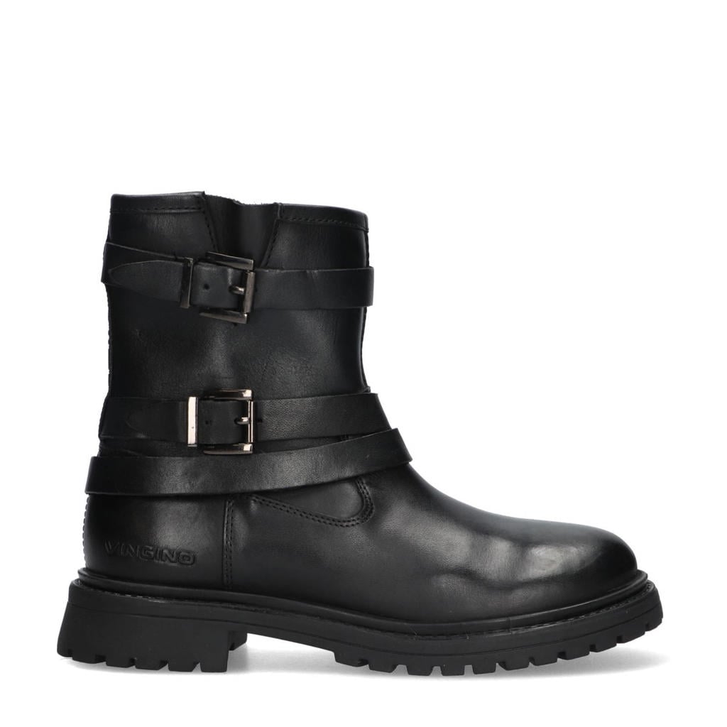 Zwarte meisjes Vingino Muraina Marsala leren enkelboots met ritssluiting