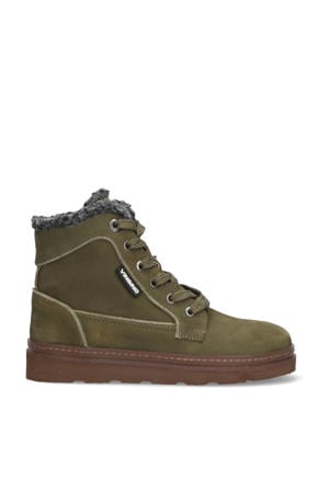 leren veterboots donkergroen