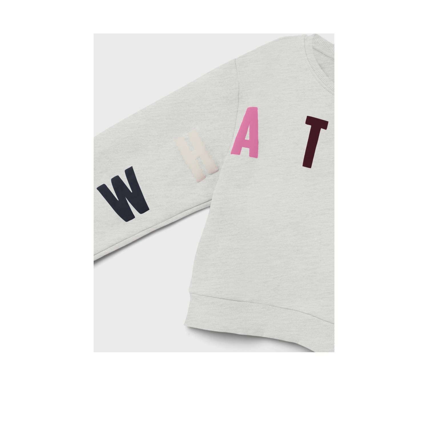 NAME IT KIDS sweater NKFPLILJE met tekst grijs melange
