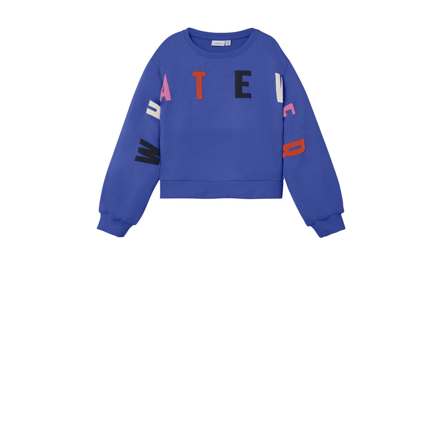 NAME IT KIDS sweater NKFPLILJE met tekst hardblauw