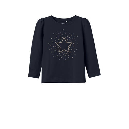 NAME IT MINI longsleeve donkerblauw met glitter afbeelding