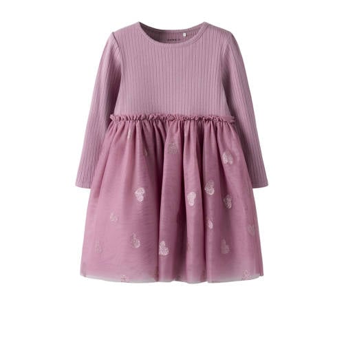 NAME IT MINI A-lijn jurk met hartjes lila afbeelding