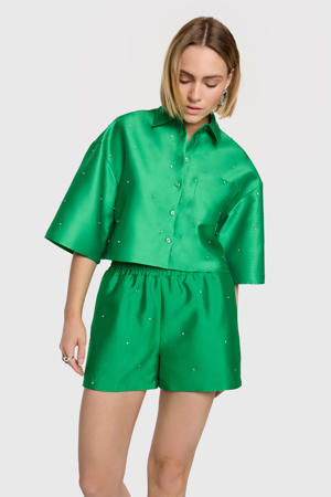 wide leg regular waist casual short groen