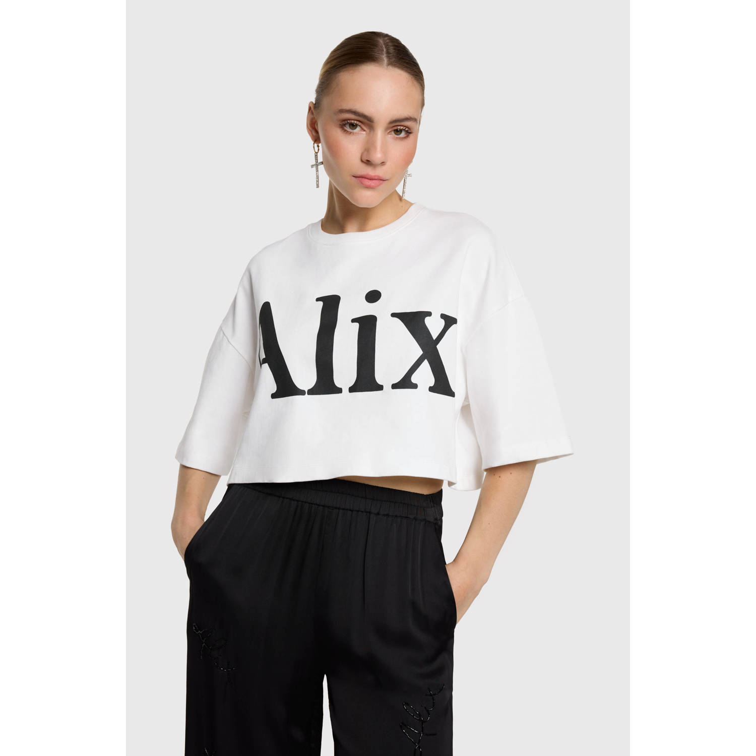 ALIX THE LABEL Dames Tops & T-shirts Ladies Knitted Alix T-shirt Wit