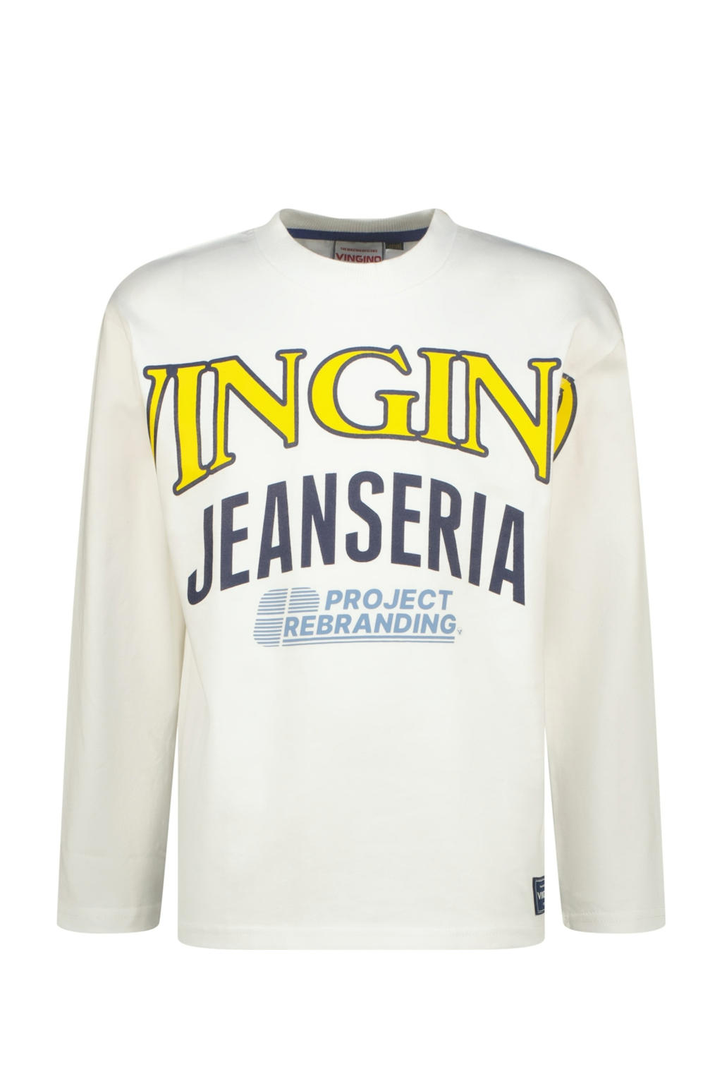 Witte jongens Vingino longsleeve van katoen met printopdruk, lange mouwen en ronde hals
