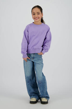 sweater met backprint paars met pailletten