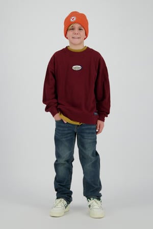 sweater met backprint bruin