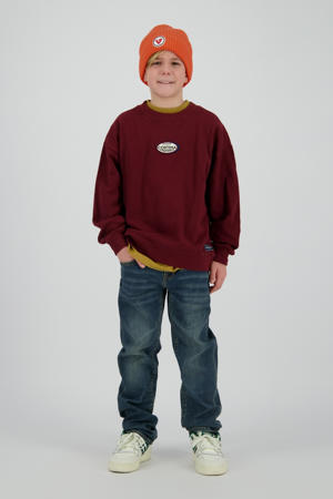 sweater met backprint bruin