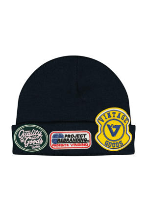 gebreide muts donkerblauw