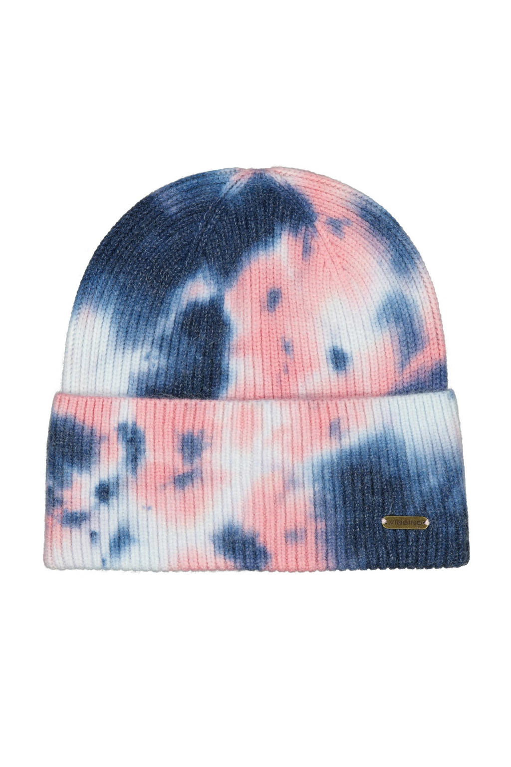 Vingino fijn gebreide muts roze/blauw