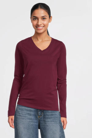 longsleeve V-hals bordeauxrood