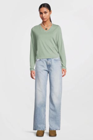longsleeve V-hals lichtgroen