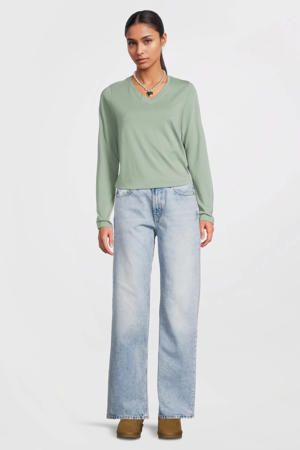 longsleeve V-hals lichtgroen