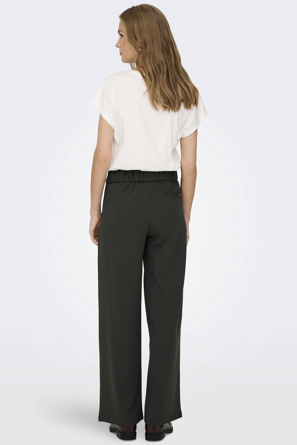 Zwarte dames JDY wide leg high waist casual broek met elastische inzet en effen