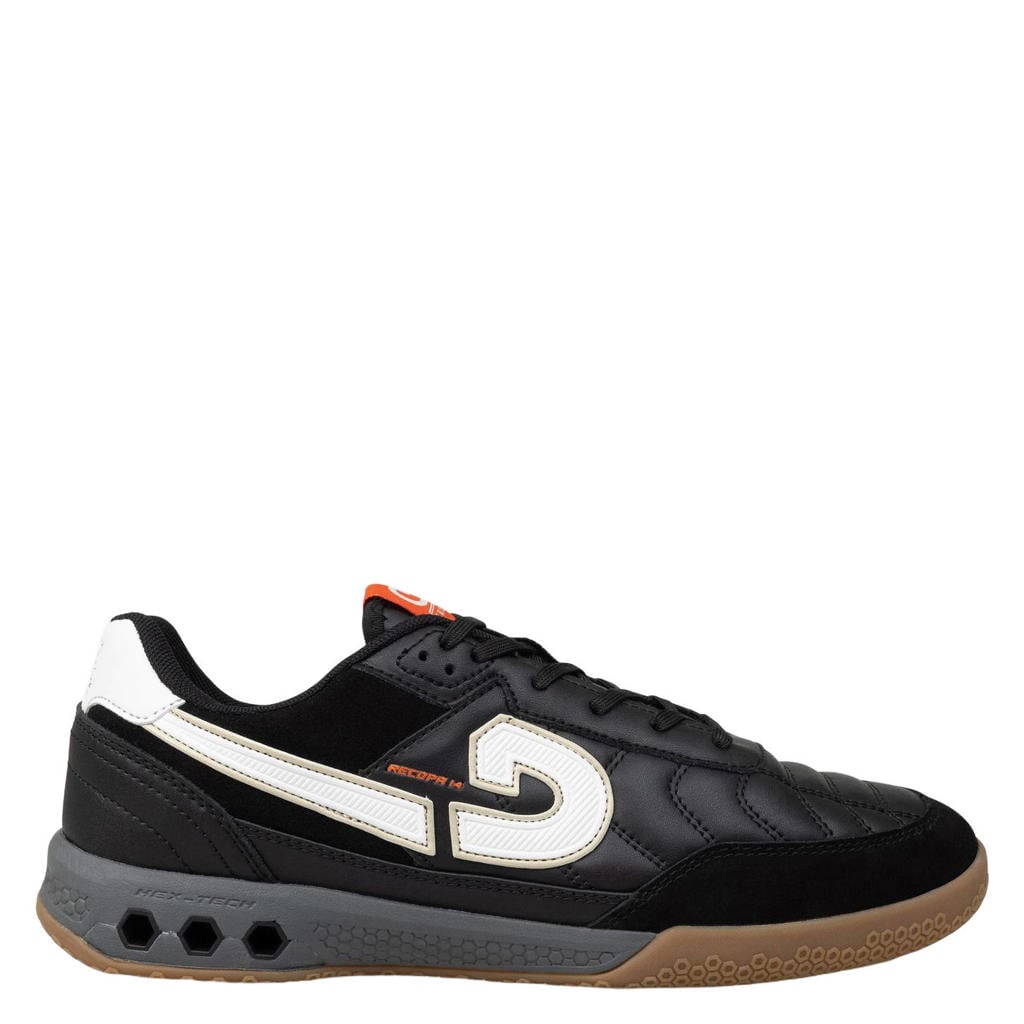 Zwarte heren Cruyff Recopa 14 IN senior zaalvoetbalschoenen van sportleer met veters