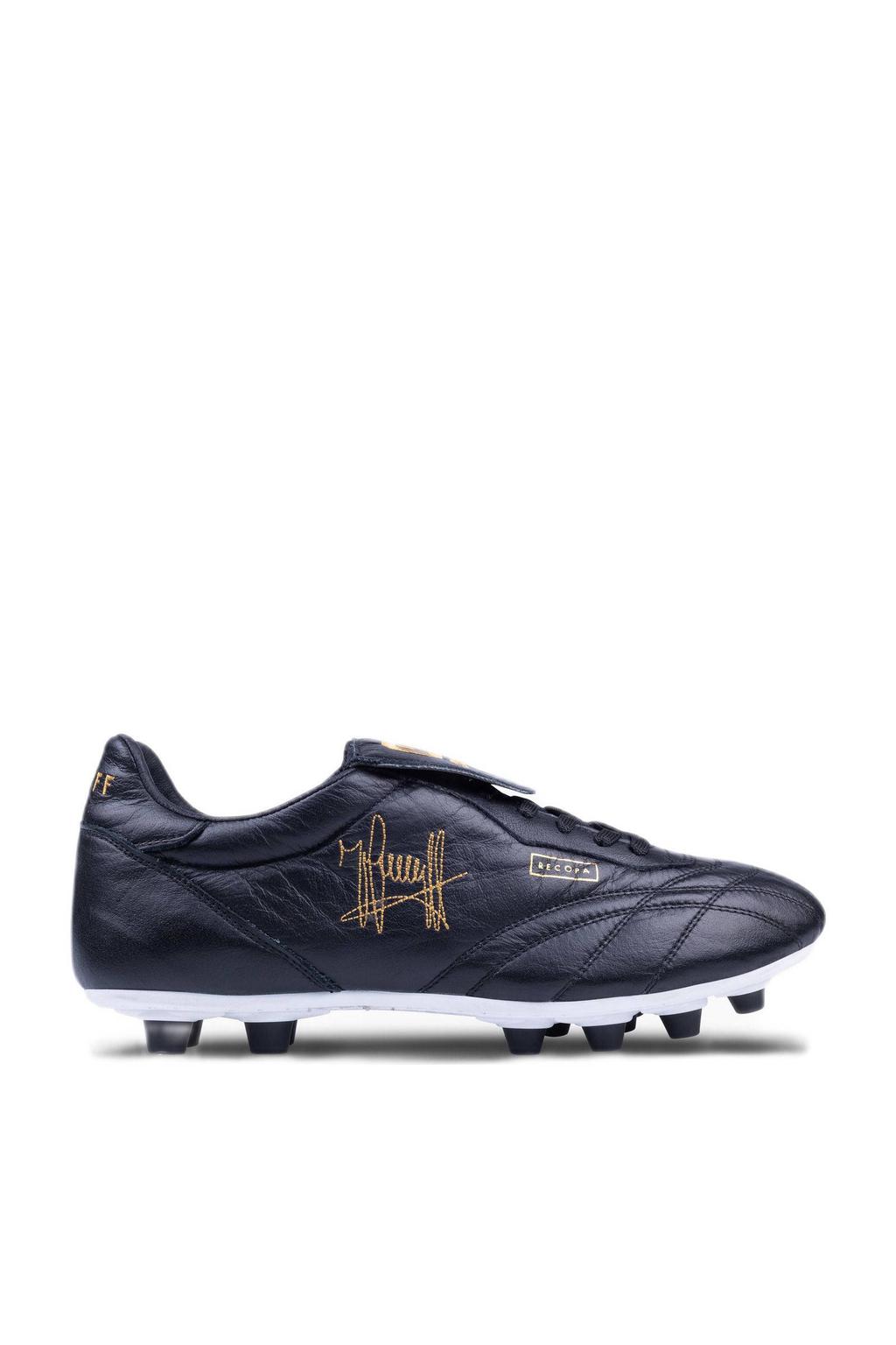 Zwarte heren Cruyff Recopa FG senior voetbalschoenen van leer
