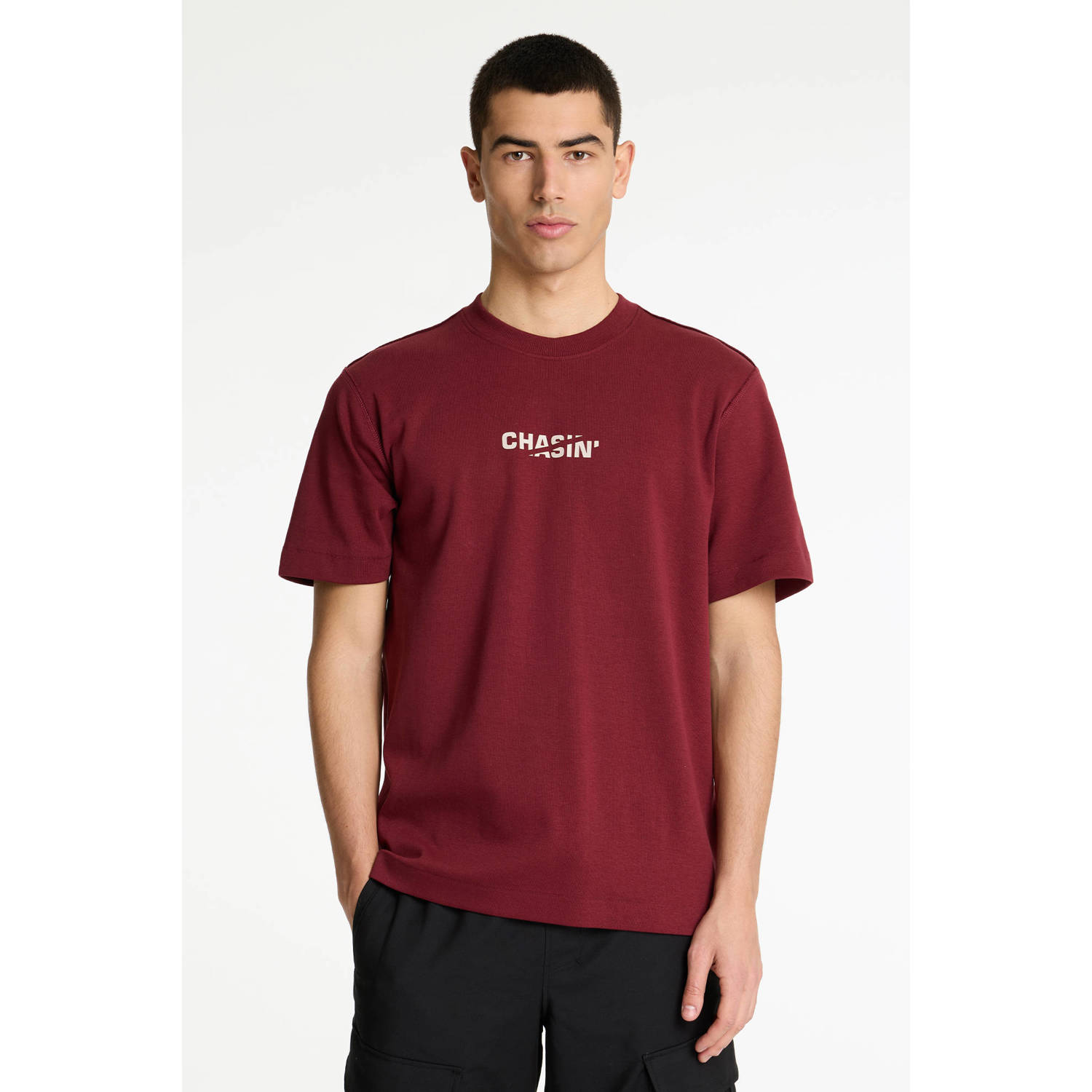 CHASIN' loose T-shirt donkerrood