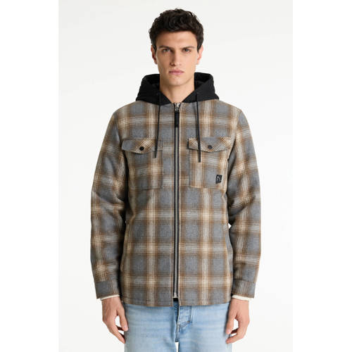 CHASIN' geruite overshirt bruin afbeelding
