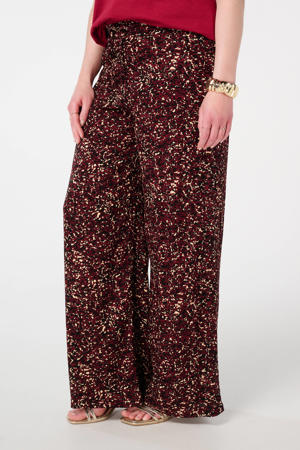 wide leg high waist broek donkerrood