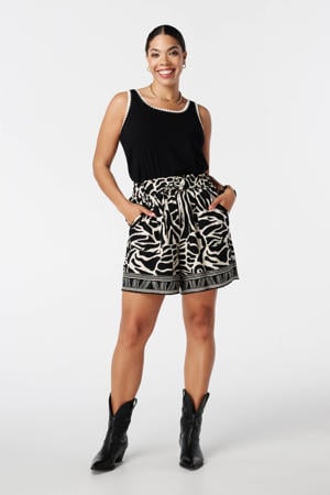 linnen straight regular waist casual short zwart