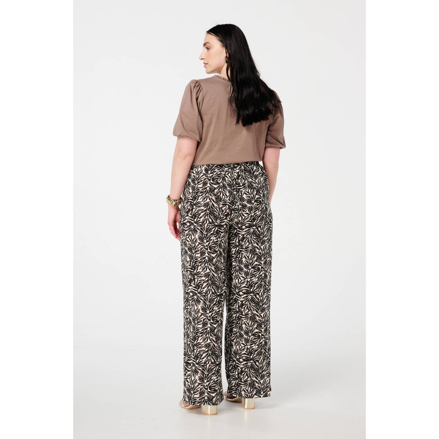 MS Mode wide leg high waist broek bruin