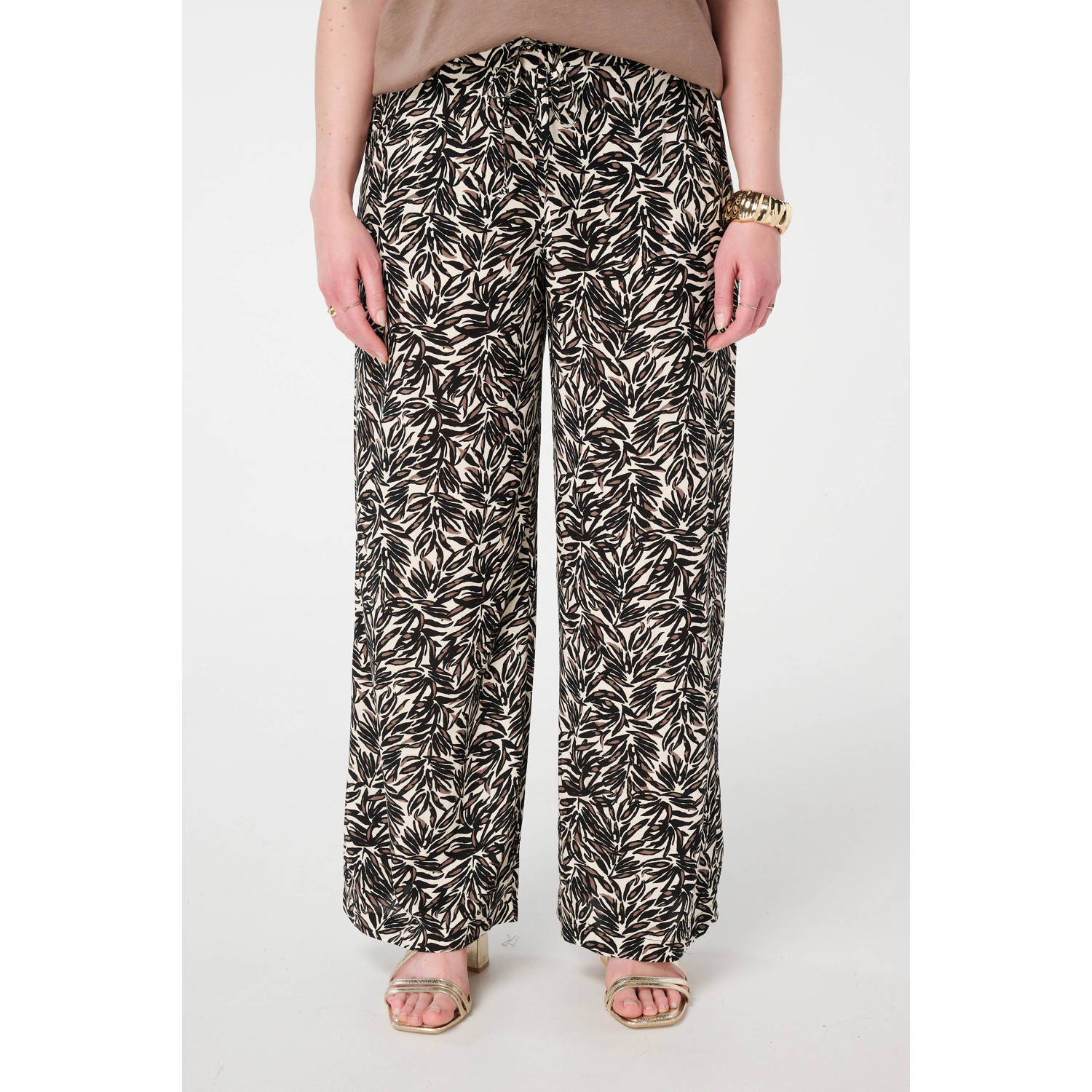 MS Mode wide leg high waist broek bruin