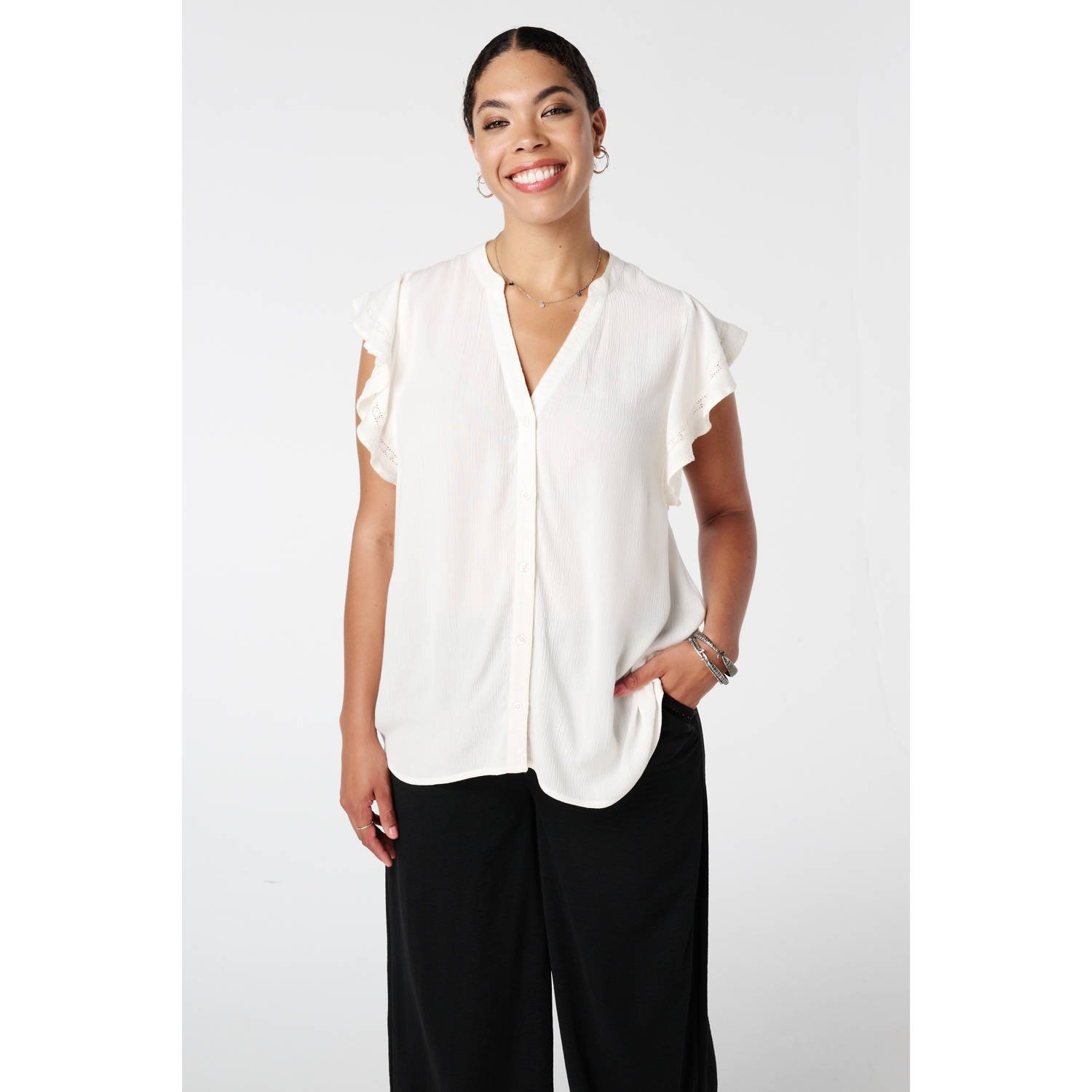 MS Mode blousetop ecru broderie