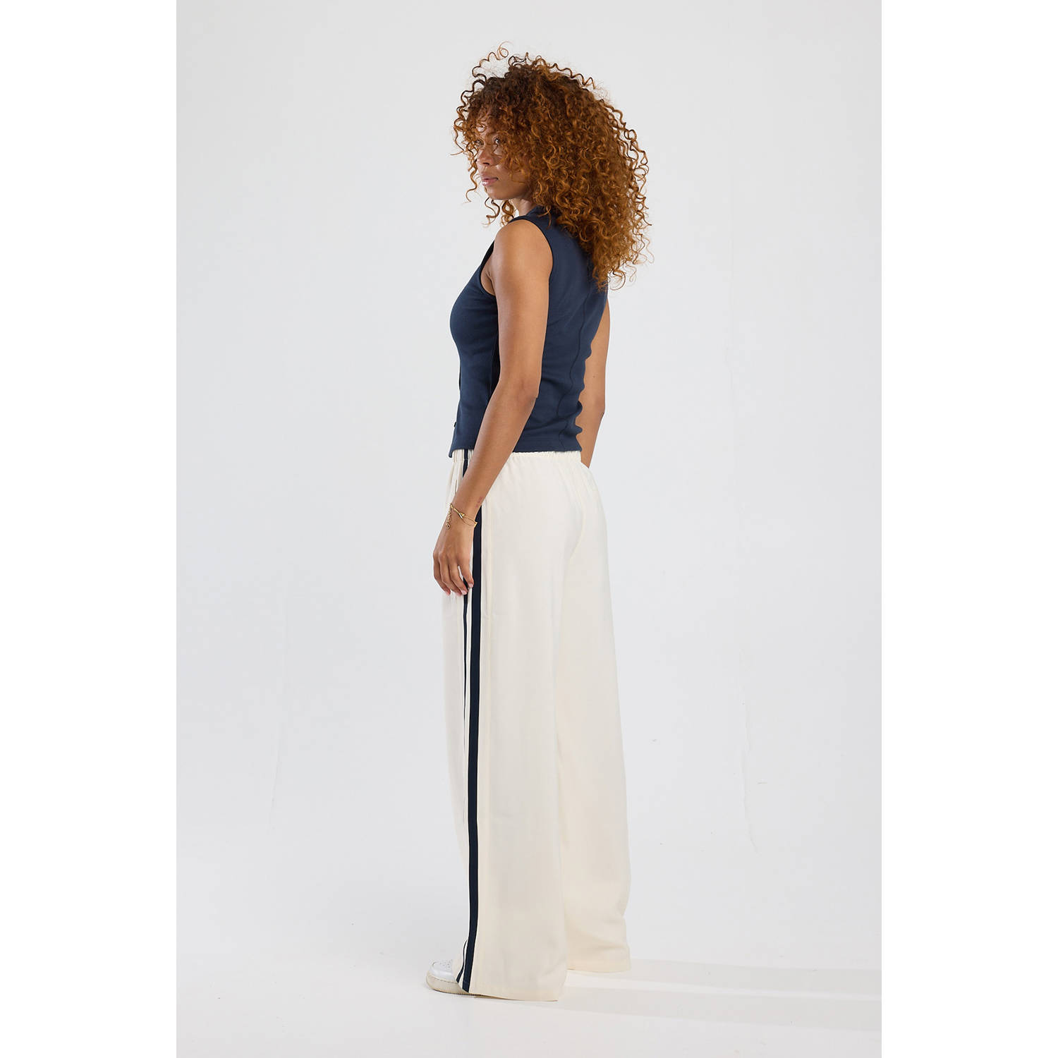 America Today wide leg high waist broek ecru