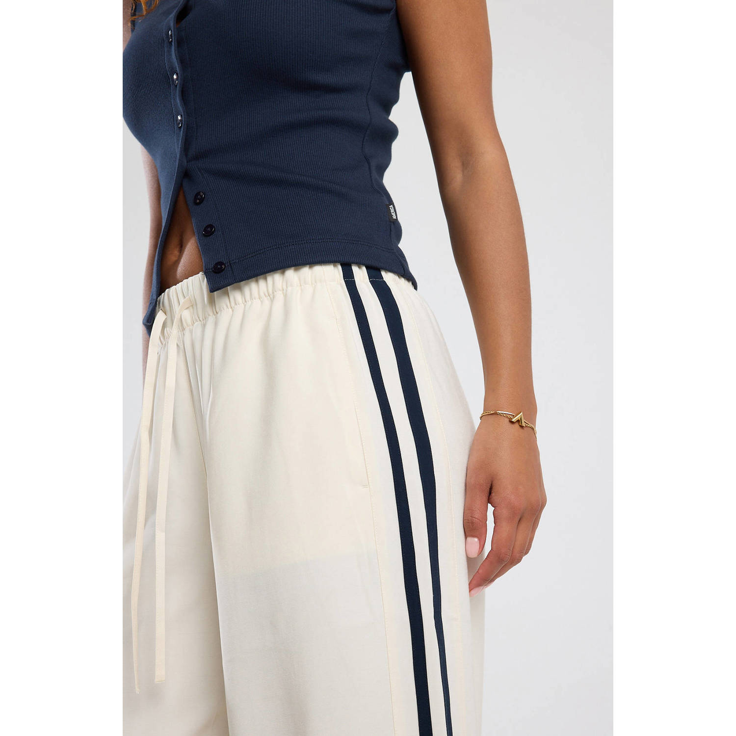 America Today wide leg high waist broek ecru