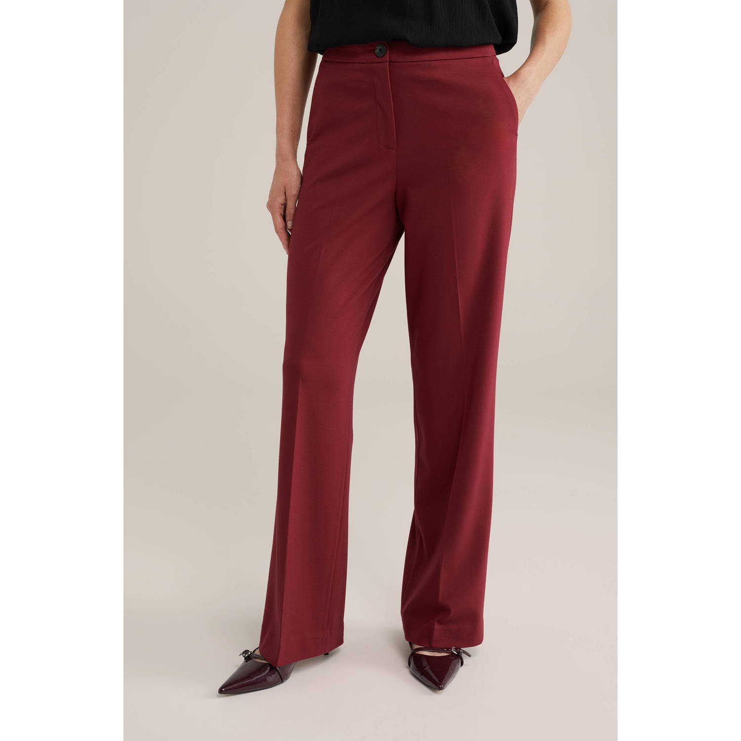 WE Fashion jersey high waist pantalon rood