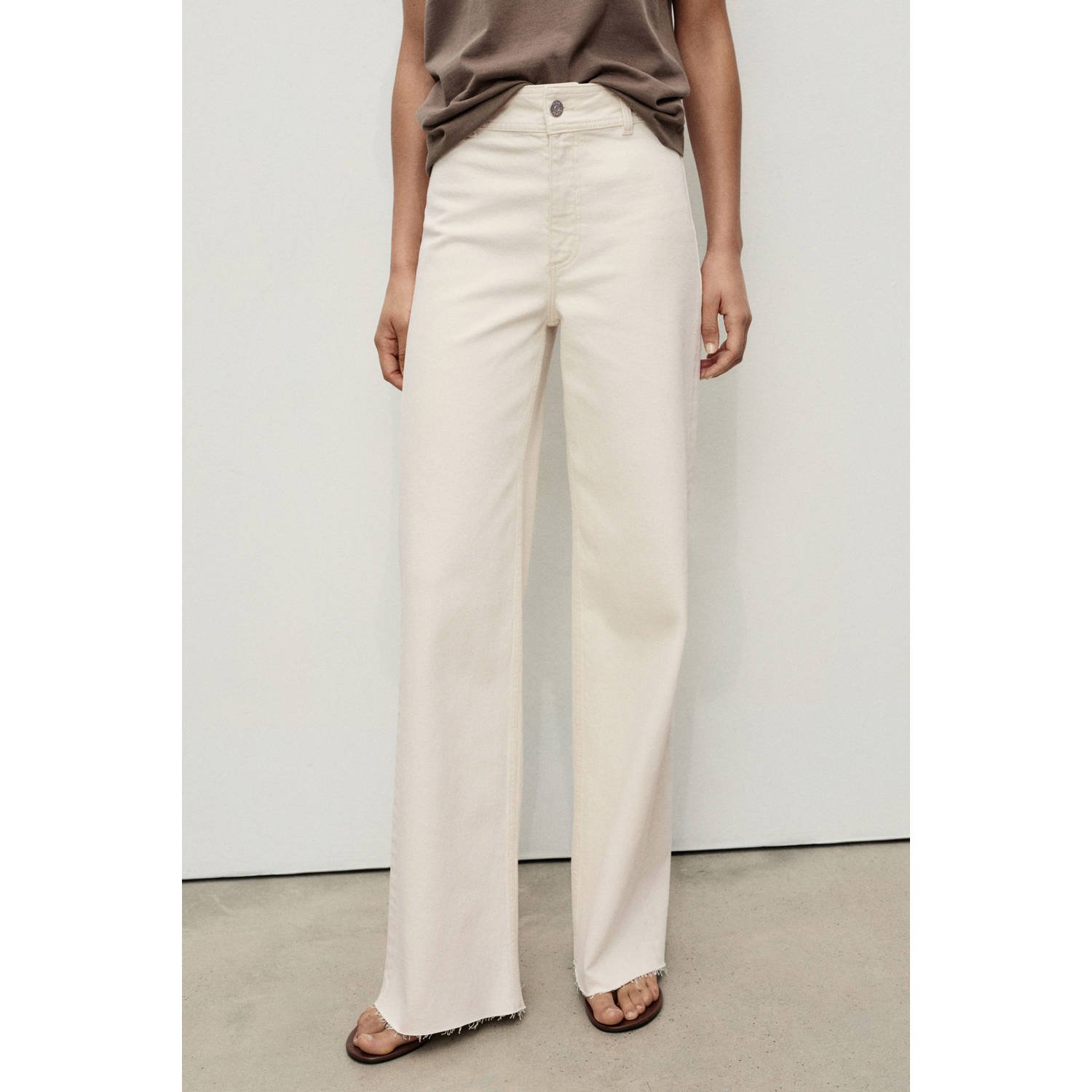 Mango high waist straight leg jeans ecru