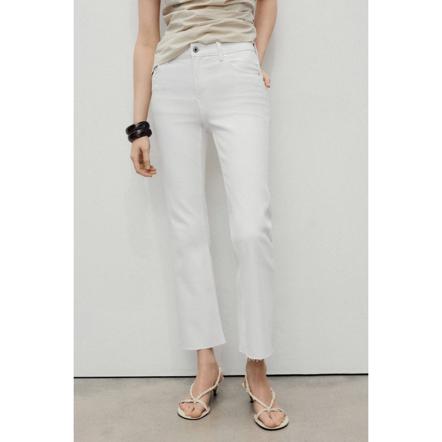 Mango high waist cropped jeans wit