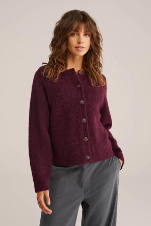 cardigan met wol donkerrood