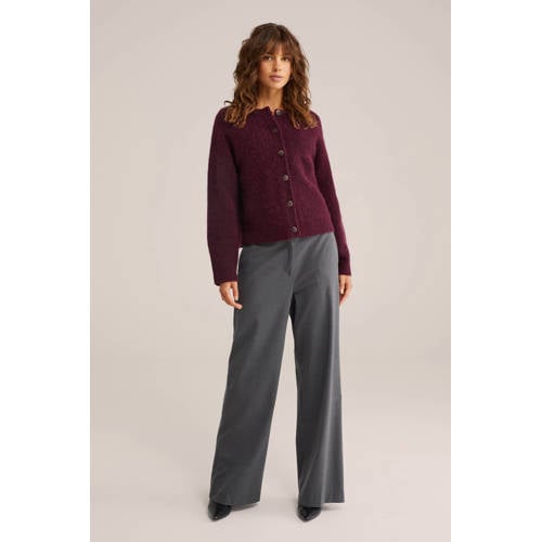 WE Fashion cardigan met wol donkerrood afbeelding