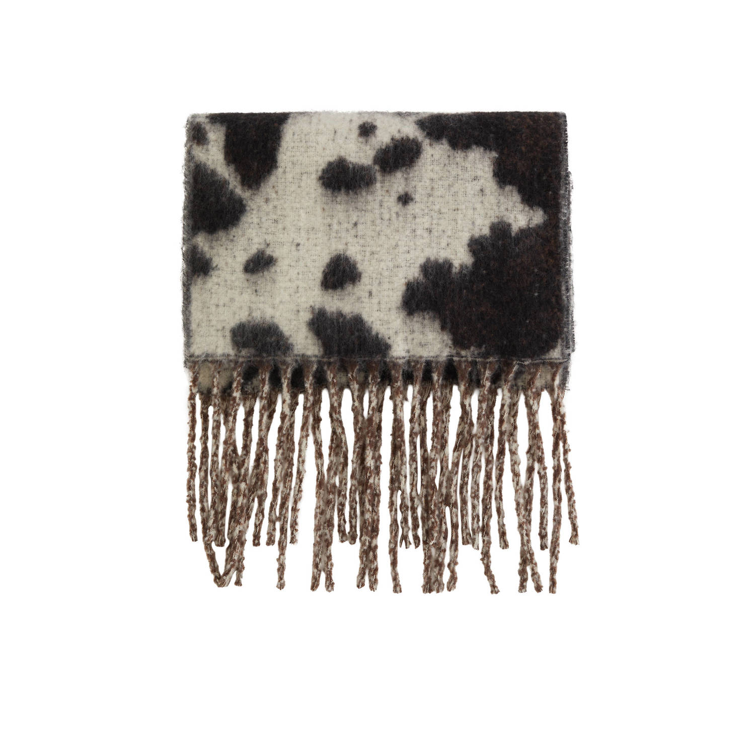 WE Fashion sjaal met koeienprint bruin beige