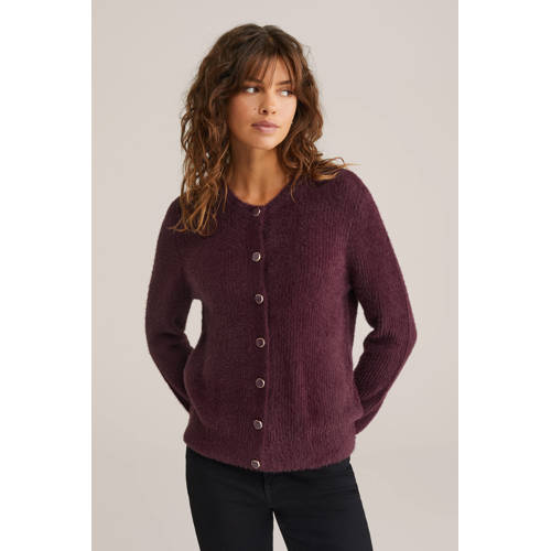 WE Fashion gebreid vest donkerrood afbeelding