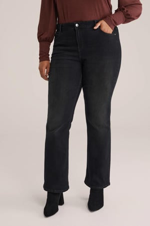 high waist wide leg jeans zwart