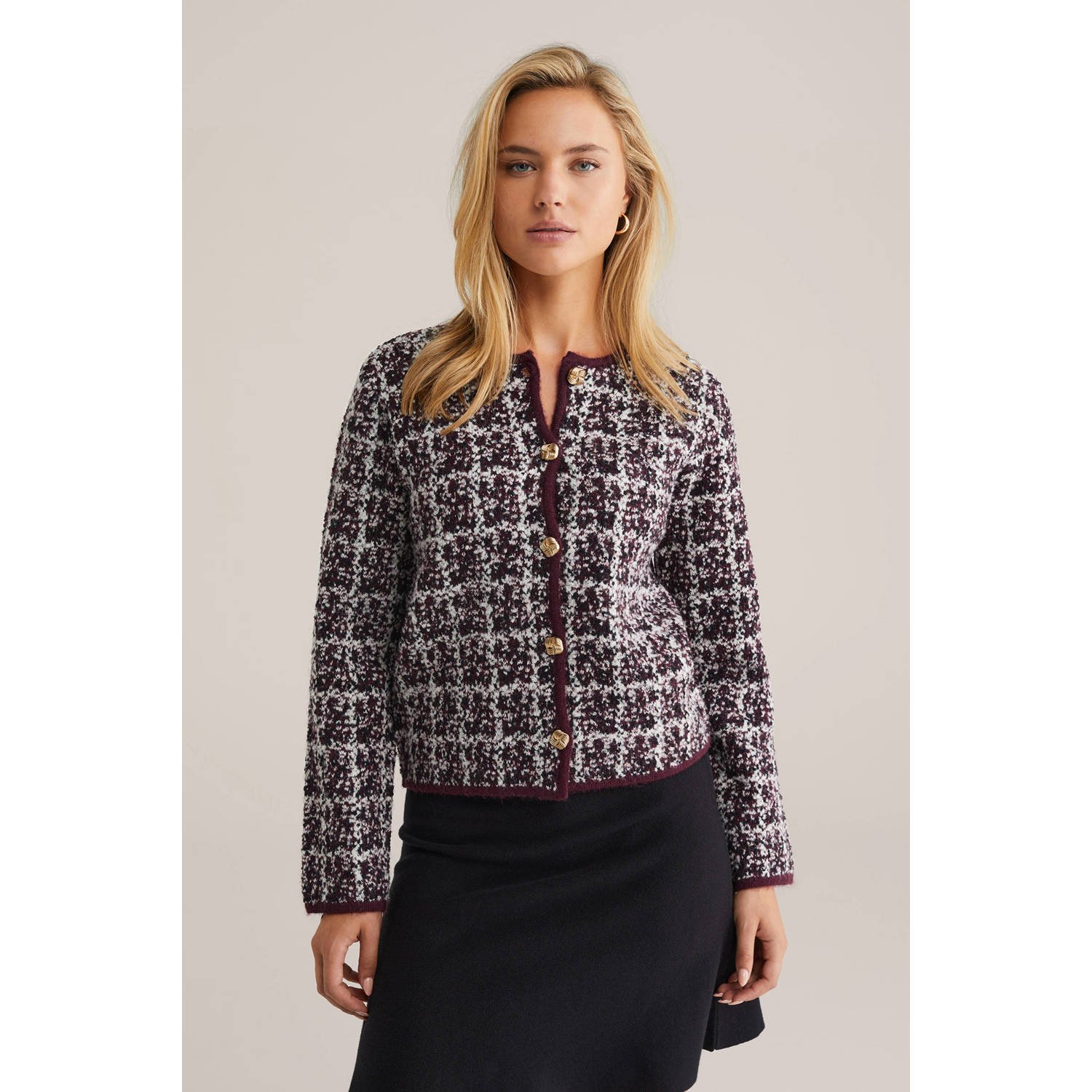 WE Fashion wollen jasje donkerrood