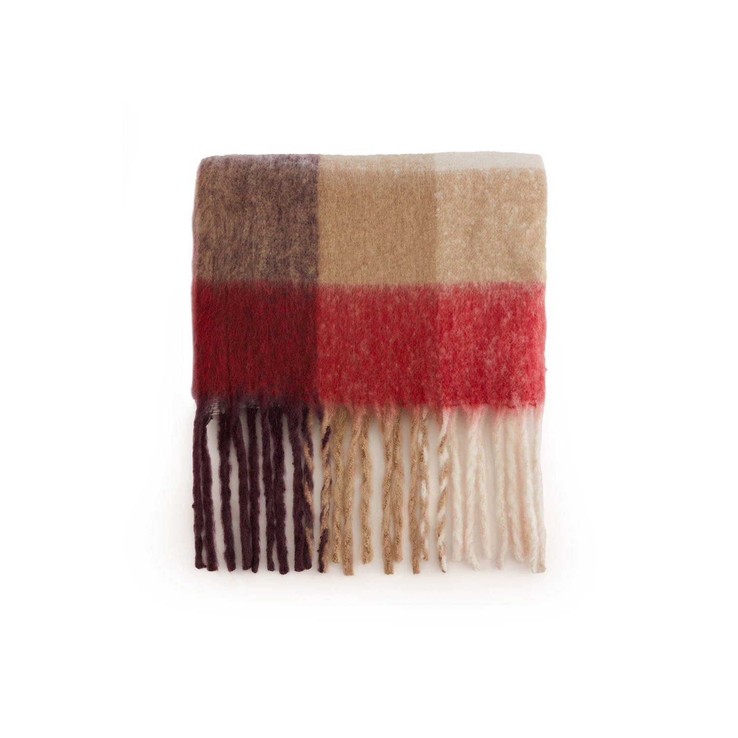 WE Fashion geruite sjaal roodbruin