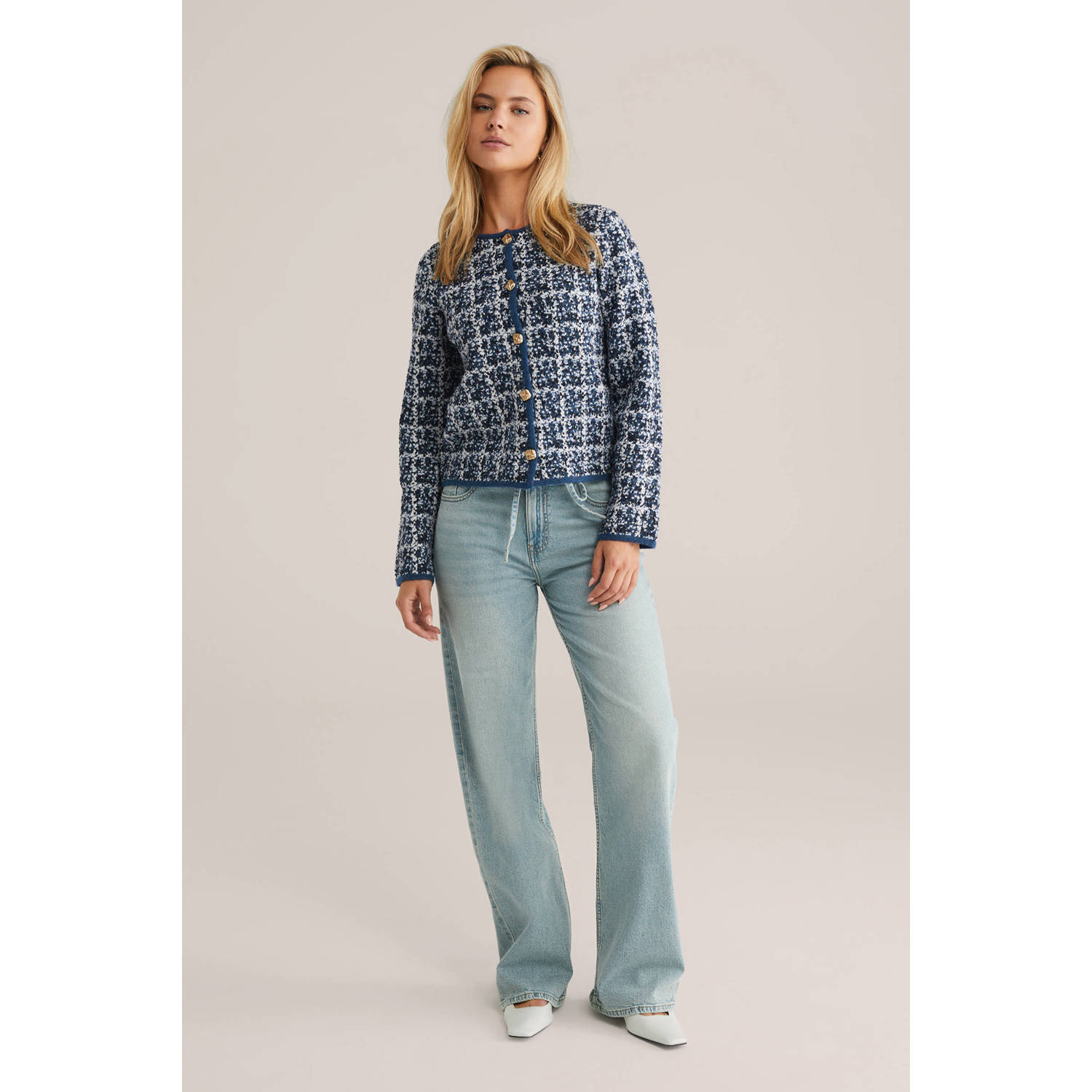 WE Fashion wollen jasje donkerblauw