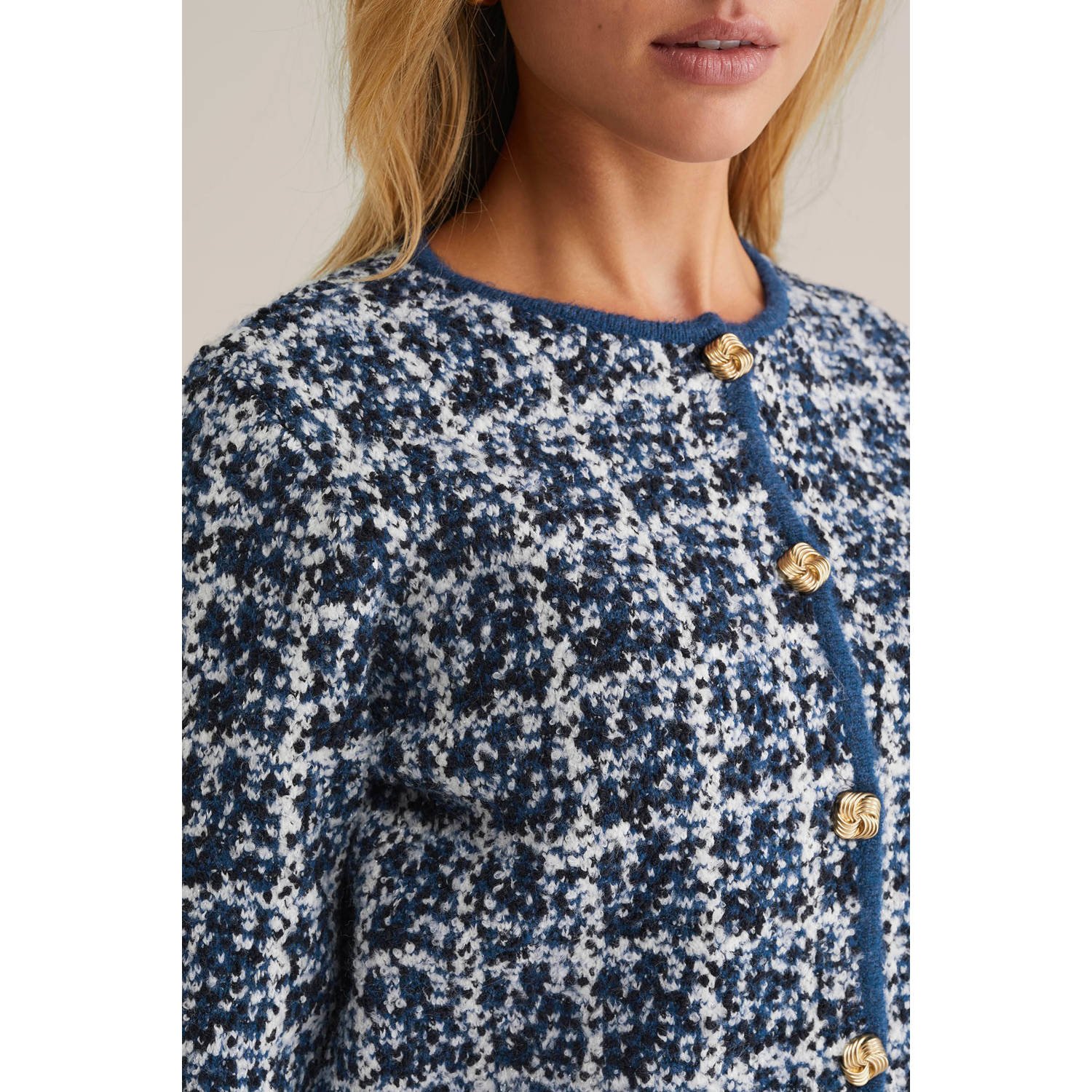 WE Fashion wollen jasje donkerblauw