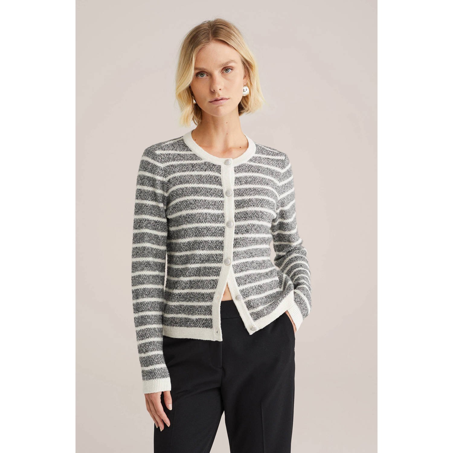 WE Fashion gebreid vest grijs