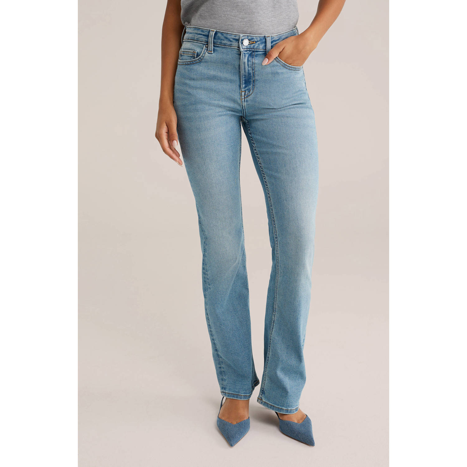 WE Fashion Blue Ridge flared jeans light blue denim