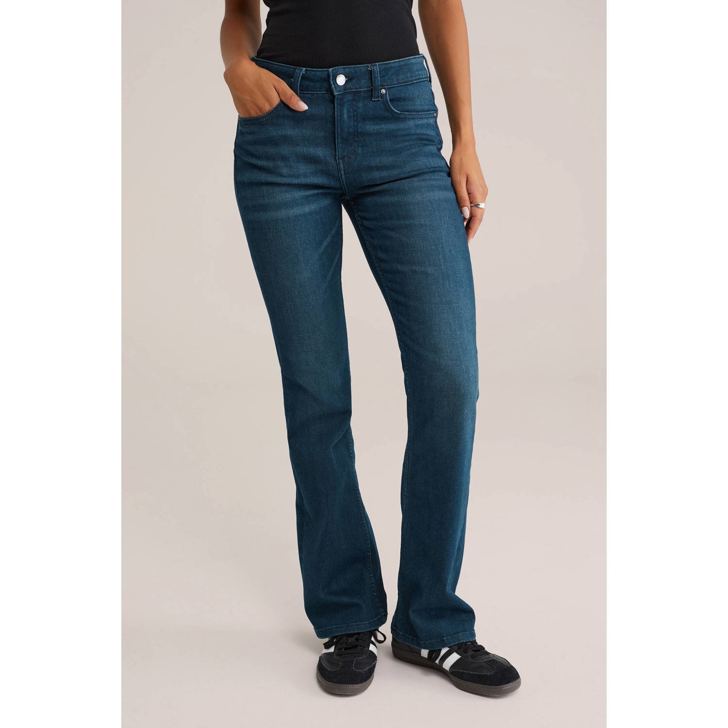 WE Fashion Blue Ridge flared jeans dark blue denim